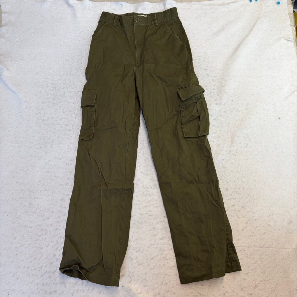 Adanola Cargo Pants Womens Size 2 Olive Green Cotton Blend High Rise Straight